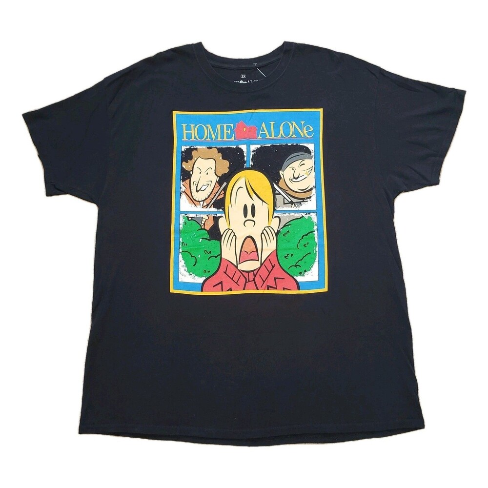 Home Alone Kevin McCallister Wet Bandits Size 2XL Mens Black T-Shirt Scream
